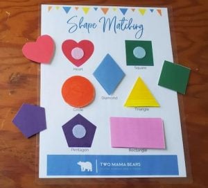Free Matching Shapes Worksheet for Preschoolers - Two Mama Bears