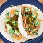 salsa chicken tacos with candied jalapenos