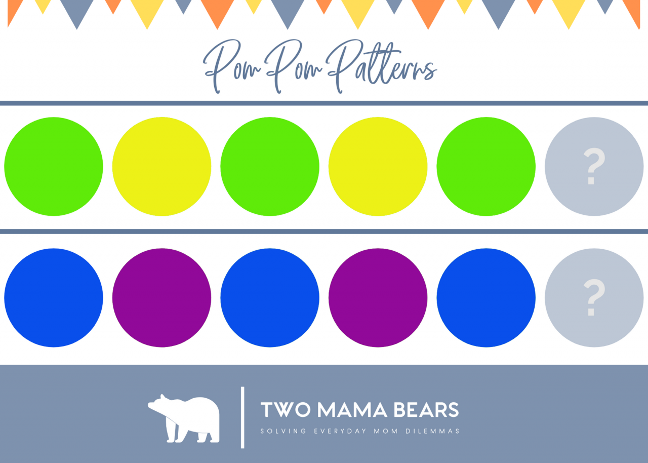 Pom Pom Pattern Activity for Preschoolers Two Mama Bears