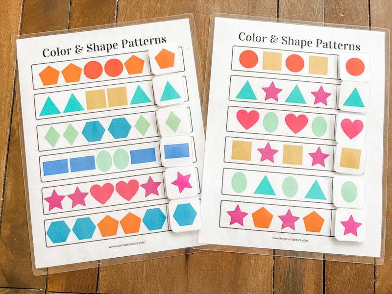 Complete the Shape Pattern Printable (Free Preschool Worksheet) - Two ...