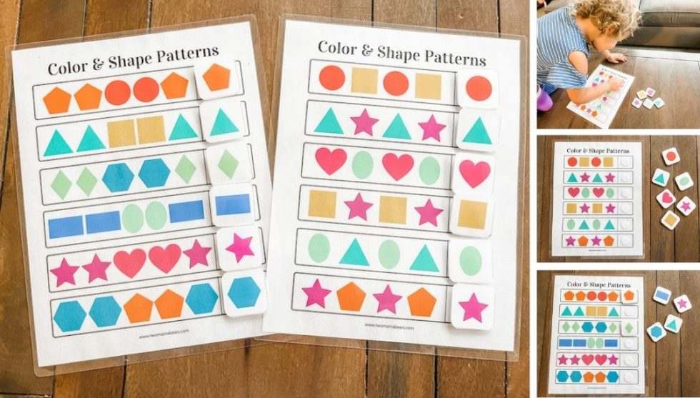 Complete the Shape Pattern Printable (Free Preschool Worksheet) - Two ...