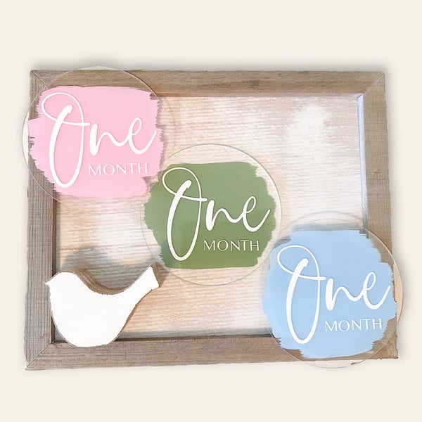 How to Make Acrylic Baby Milestone Discs with Cricut - Two Mama Bears